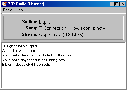 The graphical user interface of P2P-Radio